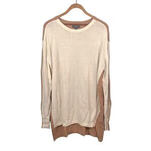 Duffield Lane XL color block longline side slit crewneck sweater